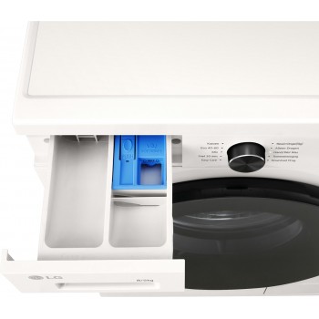 LG W4X1085NWB was‑droogcombinatie 8/5 kg met 6 Motion DD voor optimale stofverzorging, TurboWash 360 voor sneller wassen, Steam voor anti‑allergie en ThinQ slimme bediening. Energieklasse A
