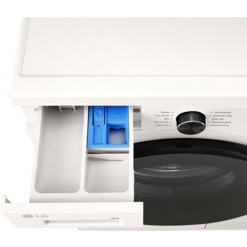 LG W4X1095NWB was‑droogcombinatie 9/5 kg met 6 Motion DD voor betere stofverzorging - Steam verwijdert allergenen en bacteriën - ThinQ slimme bediening. Energieklasse A