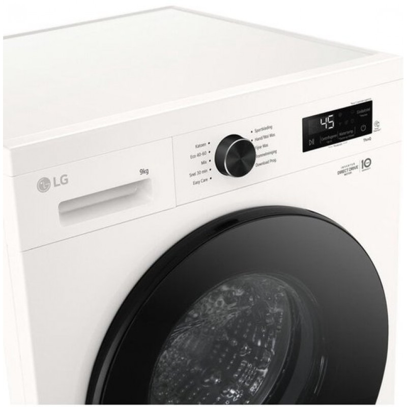 LG W4X1095NWB was‑droogcombinatie 9/5 kg met 6 Motion DD voor betere stofverzorging - Steam verwijdert allergenen en bacteriën - ThinQ slimme bediening. Energieklasse A
