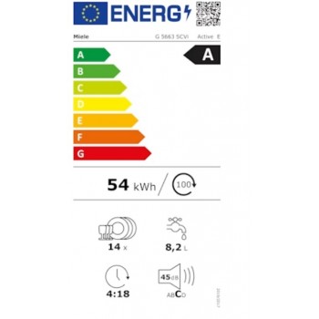 Miele G5663SCVI - Miele Volledig integreerbare vaatwasser, 60 cm breed, A energie, 14 couverts met besteklade, 5 programma's, 45 dB
