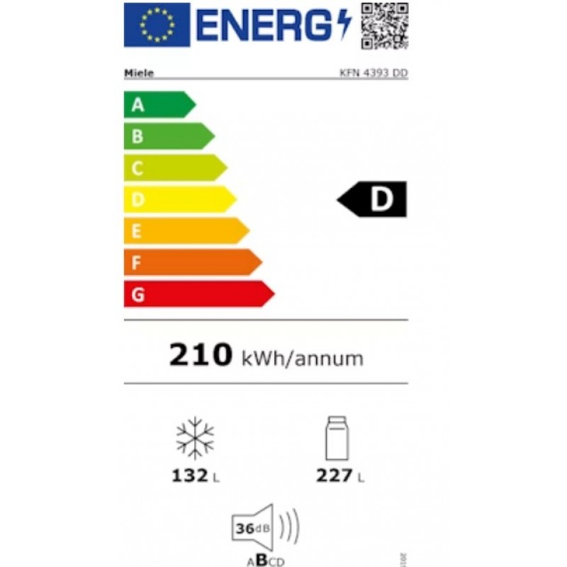 Miele - KFN 4393 DD WS - Vrijstaande - no frost - 2 deurs koelkast met vriesgedeelte onder in het wit