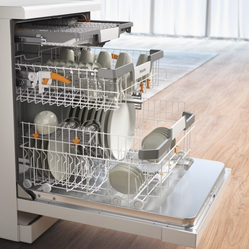 Miele G 5833 SC BW - vrijstaande vaatwasser - besteklade - derbeveiliging - waterproof-systeem - 2 flexcare kopjesrekken - quick powerwash