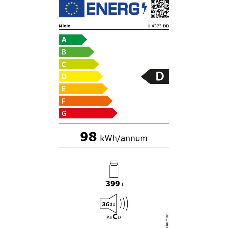 Miele K 4373 DD - Vrijstaande koelkast - 399 liter - Energielabel D