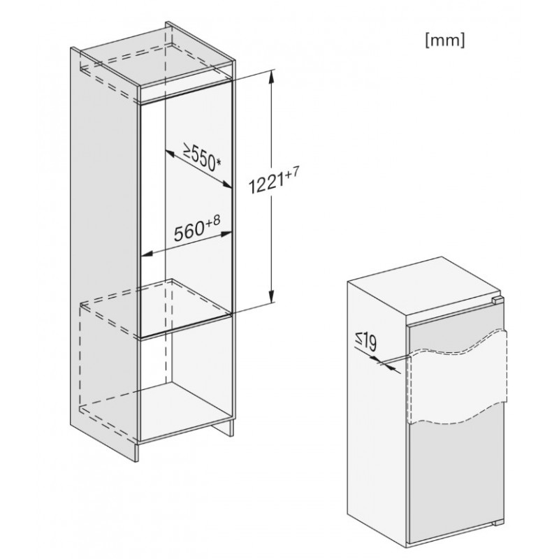 Miele K 7325 E - Inbouwkoelkast - Energielabel E - 122cm hoog
