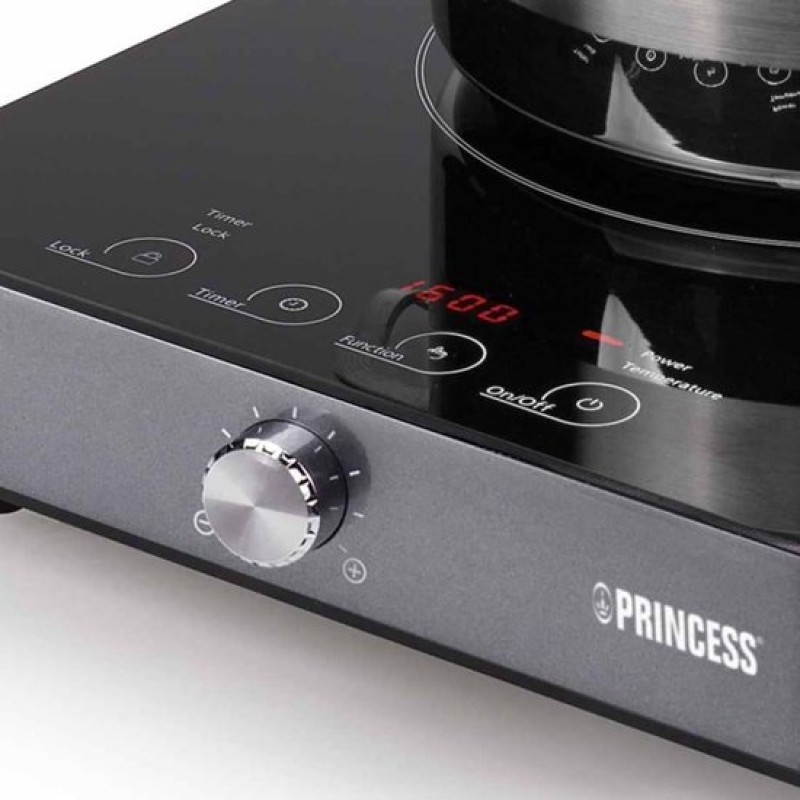 Princess 303010 Inductie Kookplaat - Vrijstaande inductieplaat - Digitaal - LED-display - 1800 Watt - Zwart - Elektrische kookplaat
