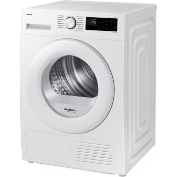 Samsung DV90DG52A0TE, Vrijstaand, Voorbelading, Warmtepomp, Wit, Knoppen, Draaiknop, Glazen deur
