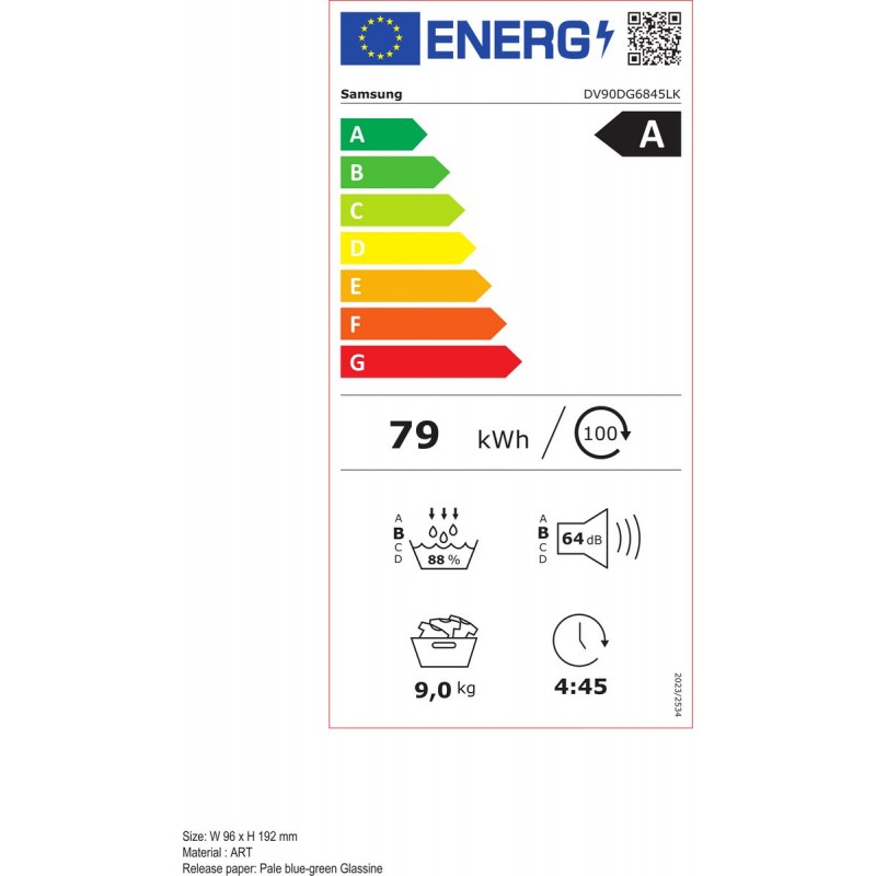 SAMSUNG DV90DG6845LKU3 Warmtepompdroger 9 kg AI DRY