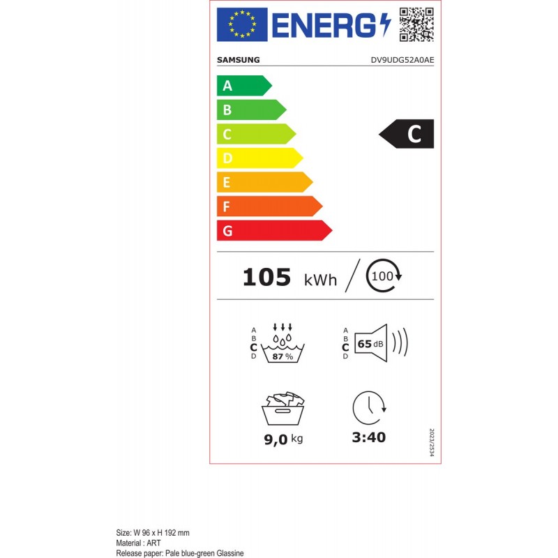 Samsung Droogkast DV9UDG52A0AEEN Optimal Dry + Quick Dry 5000-serie 9kg
