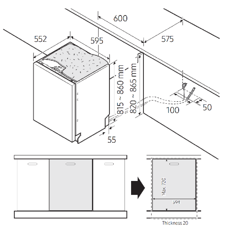 Samsung Dw60bg730b00et | Inbouw Vaatwasser Met 13 Couverts Auto Open Hygiene Care En 42 Db