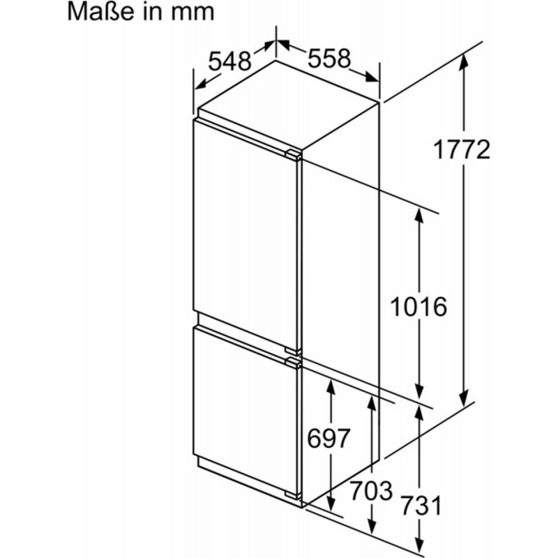 Siemens KI86NADD0 - iQ500 - Inbouw koelkast - koel-vriescombinatie - 177.2 cm x 55.8 cm - Vlakscharnier - softClose - noFrost: nooit meer je vriezer ontdooien - hyperFresh meer ruimte voor groente en fruit