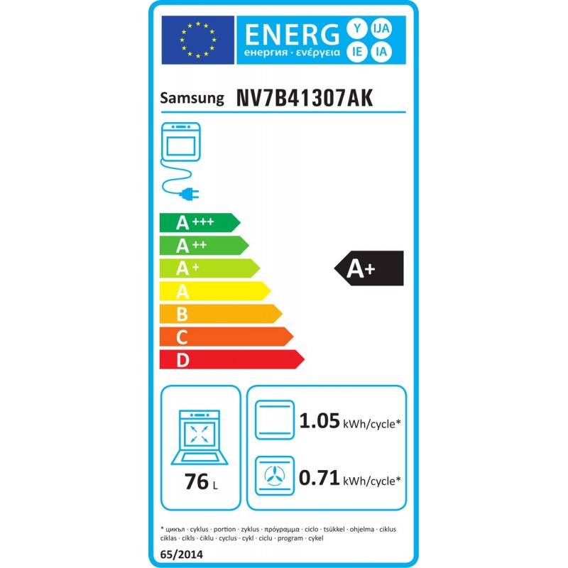 Samsung Inbouwoven | Model NV7B41307AK | Zwart | 76 liter | Pyrolyse-reiniging | WiFi