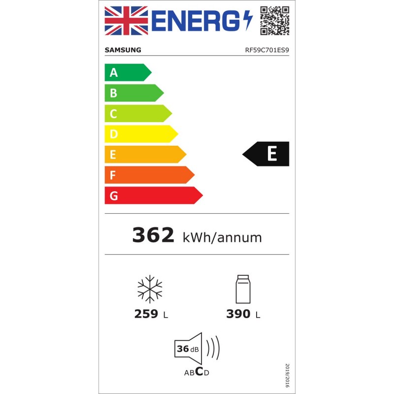 Samsung RF59C701ES9 French-deur-koelkast met vriesvak 178 cm, 649L , AI Energy Mode (SmartThings), Auto Ice Maker, No Frost+