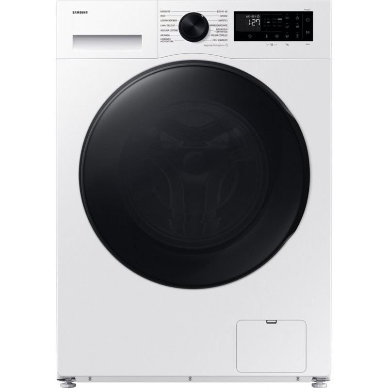 Samsung WD11DG5B15BE, Voorbelading, Vrijstaand, Wit, Zwart, Draaiknop, Touch, LCD