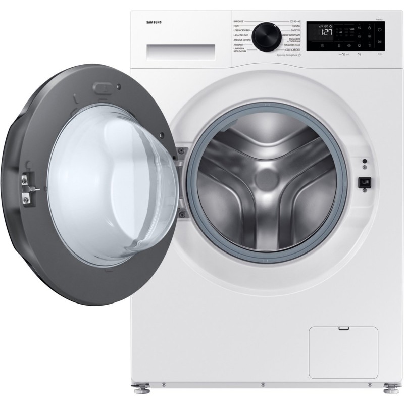 Samsung WD11DG5B15BE, Voorbelading, Vrijstaand, Wit, Zwart, Draaiknop, Touch, LCD