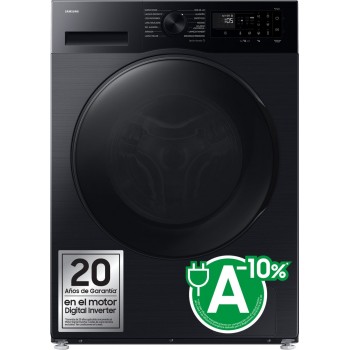 Samsung WD90DG5G34BB, Voorbelading, Vrijstaand, Zwart, Links, Zwart, LED
