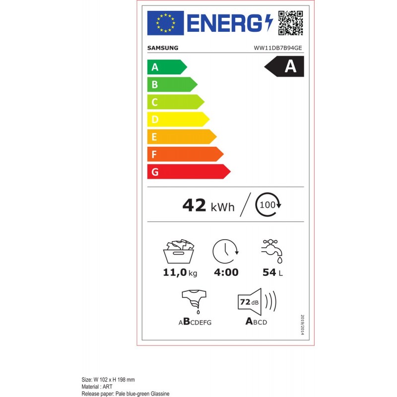 Samsung Bespoke WW11DB7B94GEU3 - 7000 serie - Wasmachine - 20% zuiniger dan energielabel A