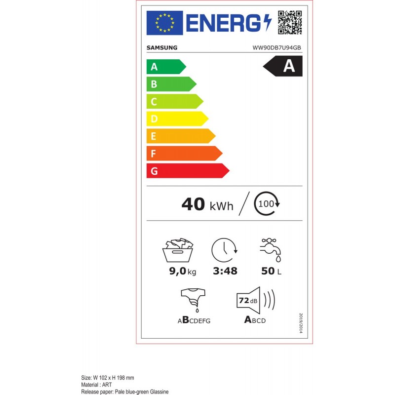 Samsung WW90DB7U94GBU - Wasmachine - Bespoke 7000 reeks - A klasse (20% energiezuiniger) - 9Kg - AI Wash