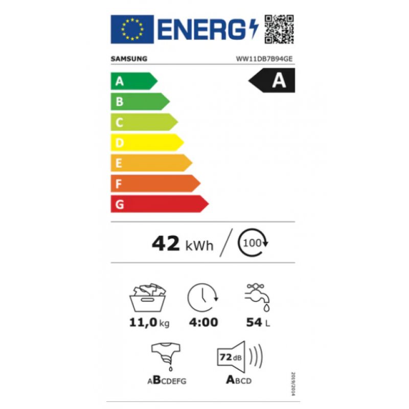 Samsung WW11DB7B94GE Ai Wash Wasmachine 11kg 1400t