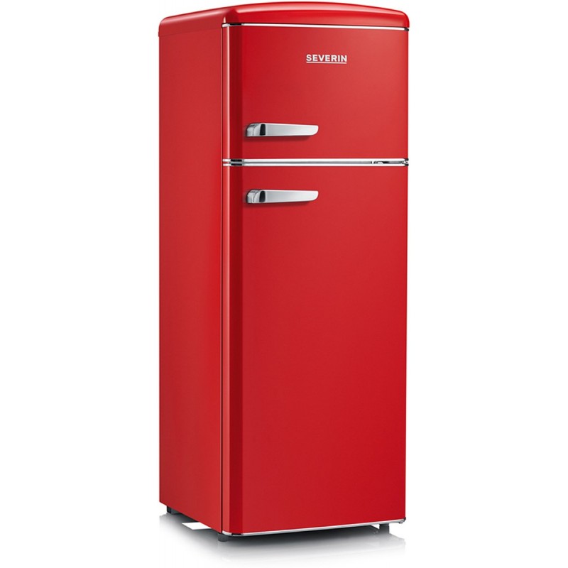 Severin RKG 8944 Retro Koel-vriescombinatie Dubbeldeurs – 206L – Rood – LED Verlichting – Energiezuinig