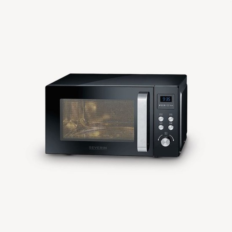 Severin MW 7752 - Combi magnetron met grill- en heteluchtfunctie - Incl. Pizzaplaat Ø 28 cm - 25 Liter - Timer en Automatische programma's - Zwart / Zilver