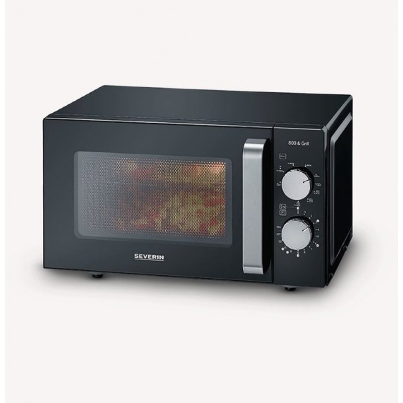 Severin MW 7762 2 Magnetron met Grill - Innovatieve vlakke glazen bodem - Koken op Twee Niveaus - 33% meer inhoud - 20 Liter - Zwart