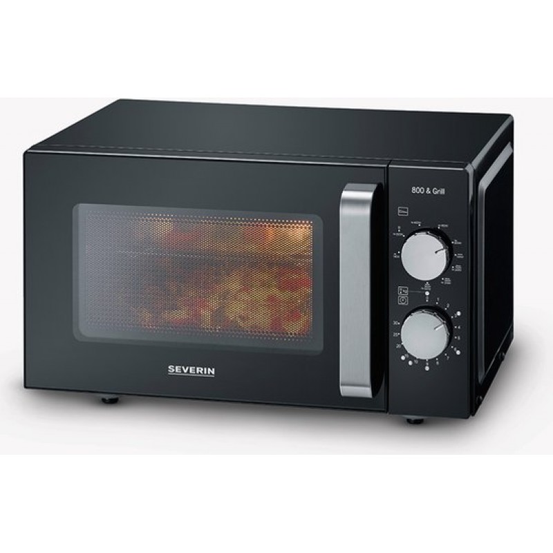 Severin MW 7762 2 Magnetron met Grill - Innovatieve vlakke glazen bodem - Koken op Twee Niveaus - 33% meer inhoud - 20 Liter - Zwart