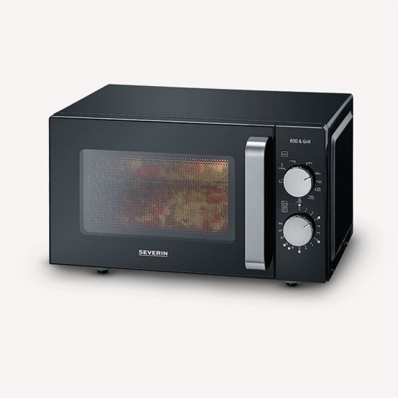 Severin MW 7762 2 Magnetron met Grill - Innovatieve vlakke glazen bodem - Koken op Twee Niveaus - 33% meer inhoud - 20 Liter - Zwart