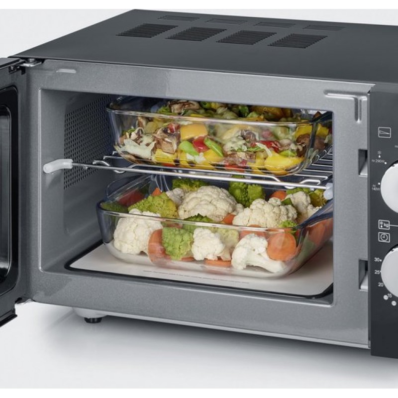 Severin MW 7762 2 Magnetron met Grill - Innovatieve vlakke glazen bodem - Koken op Twee Niveaus - 33% meer inhoud - 20 Liter - Zwart
