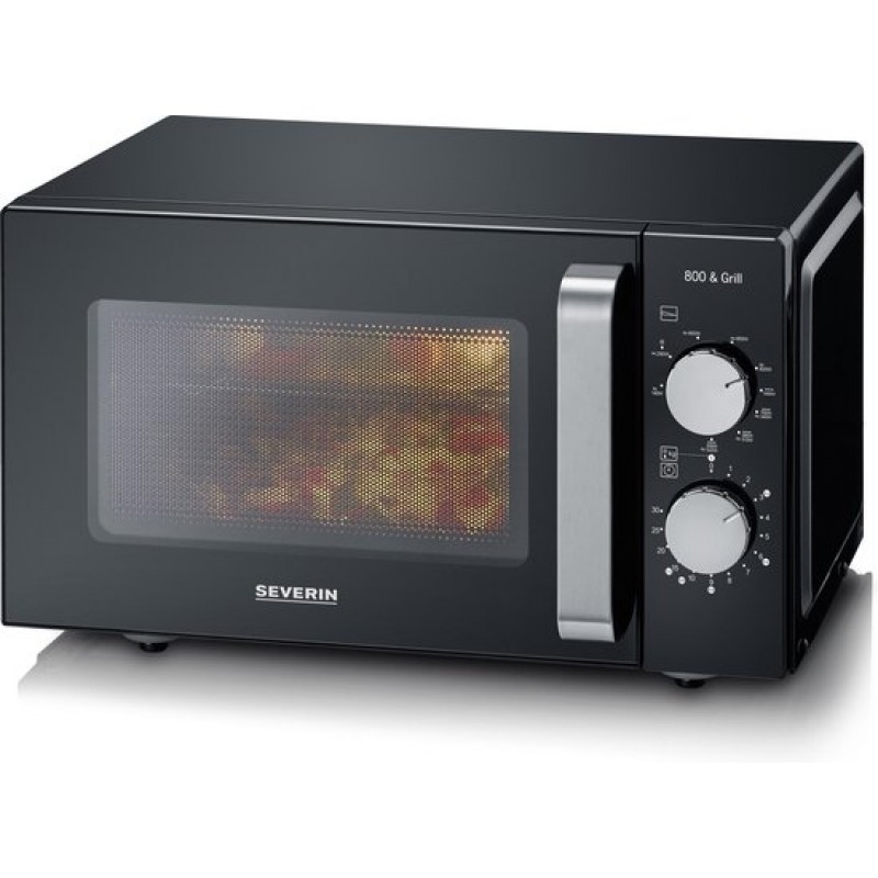 Severin MW 7762 2 Magnetron met Grill - Innovatieve vlakke glazen bodem - Koken op Twee Niveaus - 33% meer inhoud - 20 Liter - Zwart