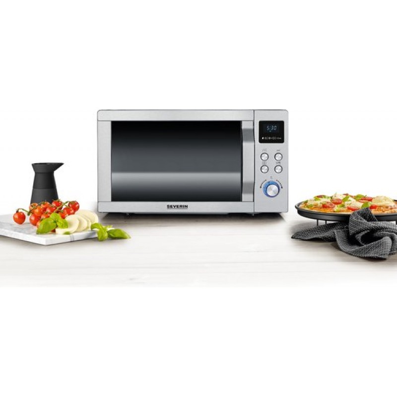 Severin MW 7774 Combi magnetron - Grill en Hetelucht tot 200 °C - EasySelect Bediening - 25 Liter- RVS