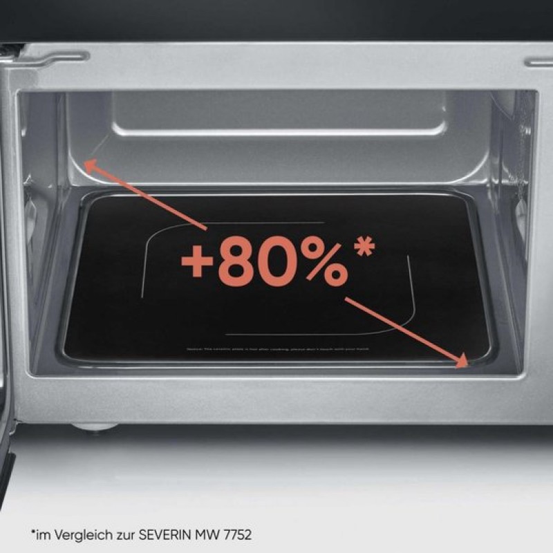 Severin MW 7777 Combi magnetron - Glazen Bodem zonder Draaiplateau - Ultra-Hetelucht tot 230 °C - 25 Liter - RVS