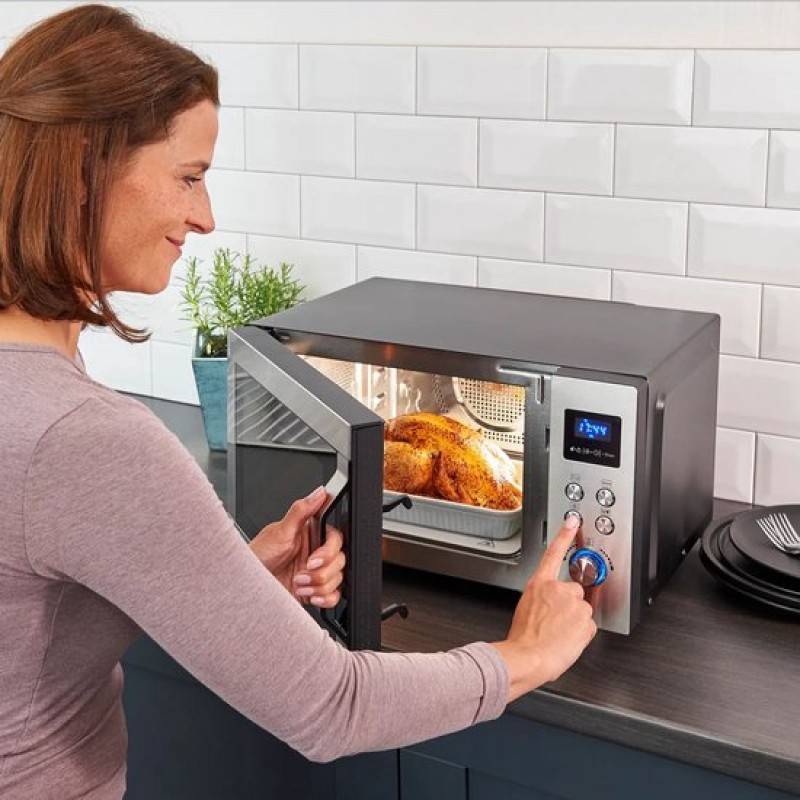 Severin MW 7777 Combi magnetron - Glazen Bodem zonder Draaiplateau - Ultra-Hetelucht tot 230 °C - 25 Liter - RVS