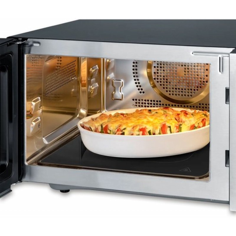 Severin MW 7777 Combi magnetron - Glazen Bodem zonder Draaiplateau - Ultra-Hetelucht tot 230 °C - 25 Liter - RVS