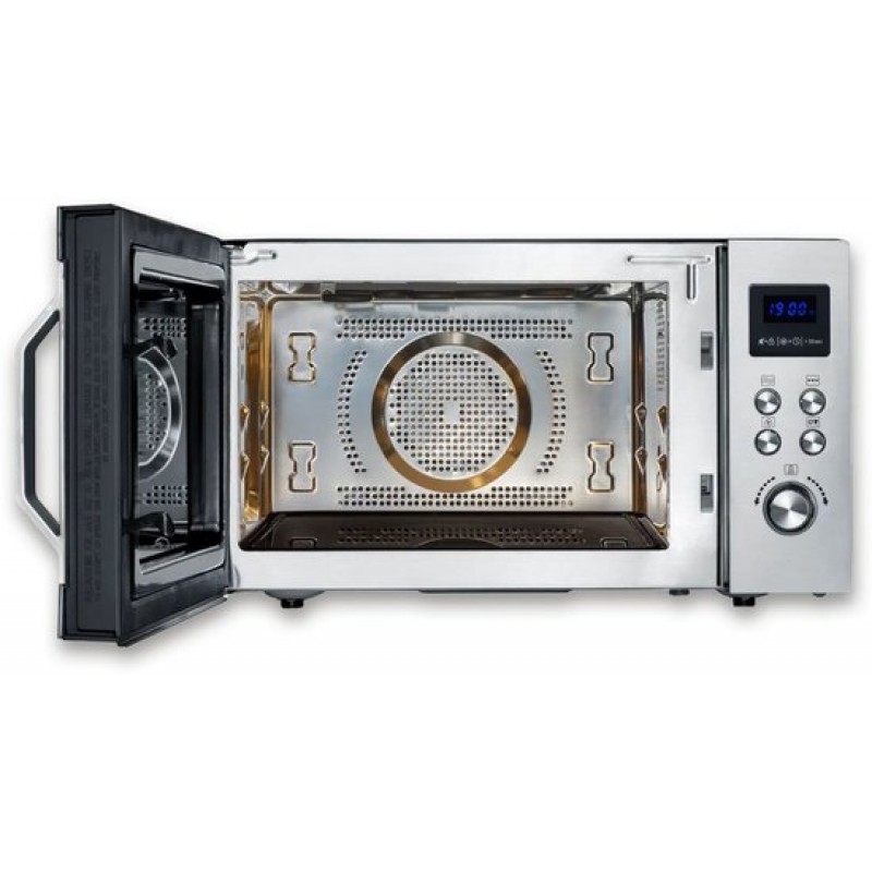Severin MW 7777 Combi magnetron - Glazen Bodem zonder Draaiplateau - Ultra-Hetelucht tot 230 °C - 25 Liter - RVS