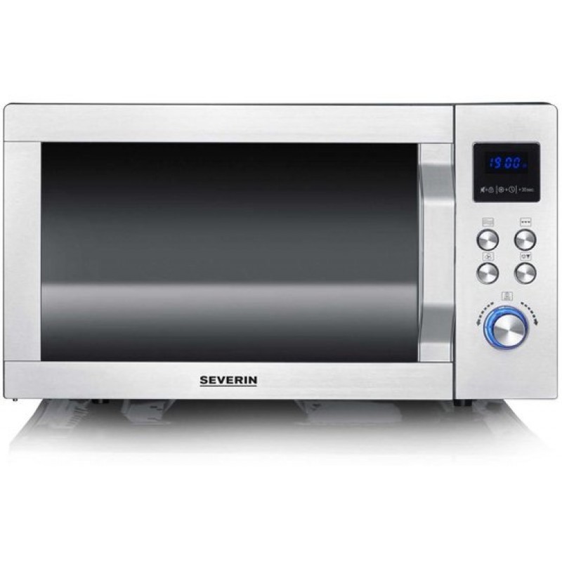 Severin MW 7777 Combi magnetron - Glazen Bodem zonder Draaiplateau - Ultra-Hetelucht tot 230 °C - 25 Liter - RVS