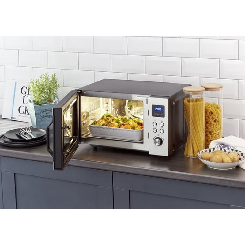 Severin MW 7777 Combi magnetron - Glazen Bodem zonder Draaiplateau - Ultra-Hetelucht tot 230 °C - 25 Liter - RVS