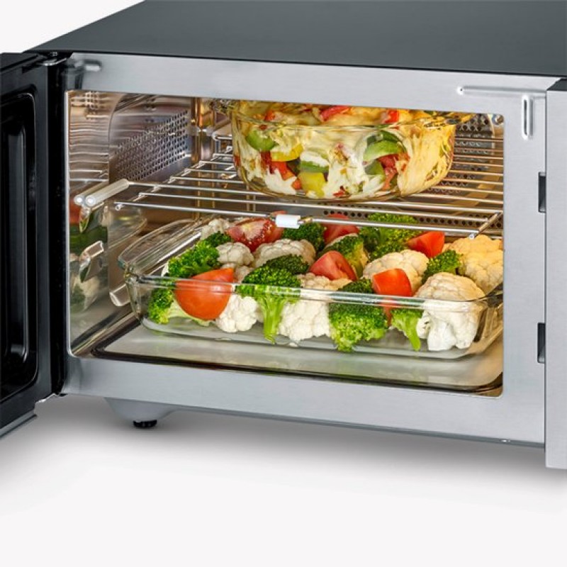 Severin MW 7777 Combi magnetron - Glazen Bodem zonder Draaiplateau - Ultra-Hetelucht tot 230 °C - 25 Liter - RVS