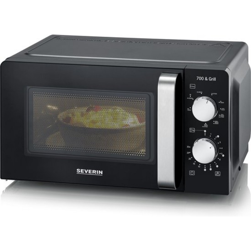 Severin MW 7781 - Magnetron met grill - 17 liter - Draaiknop bediening - Zwart