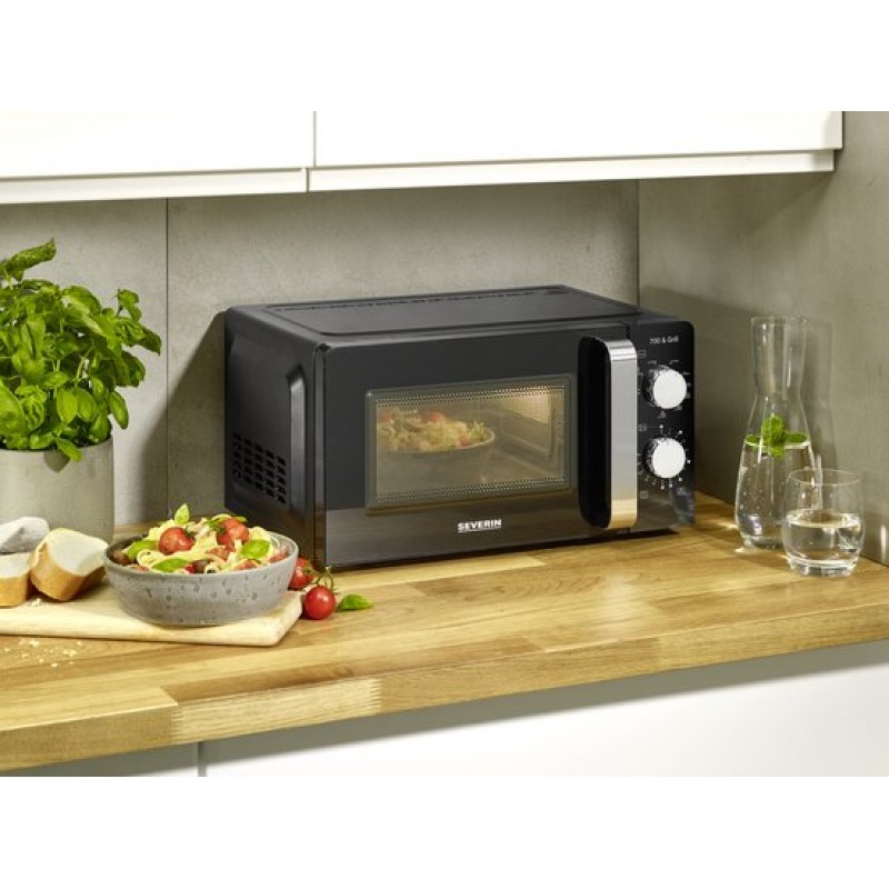 Severin MW 7781 - Magnetron met grill - 17 liter - Draaiknop bediening - Zwart