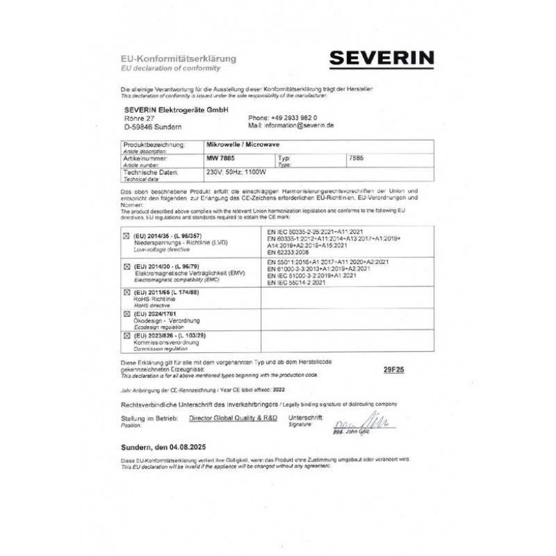 Severin MW 7885 -Solo magnetron - 17 Liter - 6 Vermogensstanden - Compact - Wit