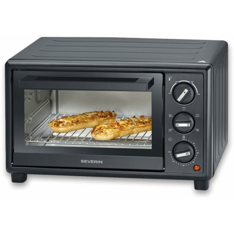 Severin TO 2079 Bak- en Toastoven met Pizzasteen & Draaispit - Hetelucht - 20 Liter - 1600 W