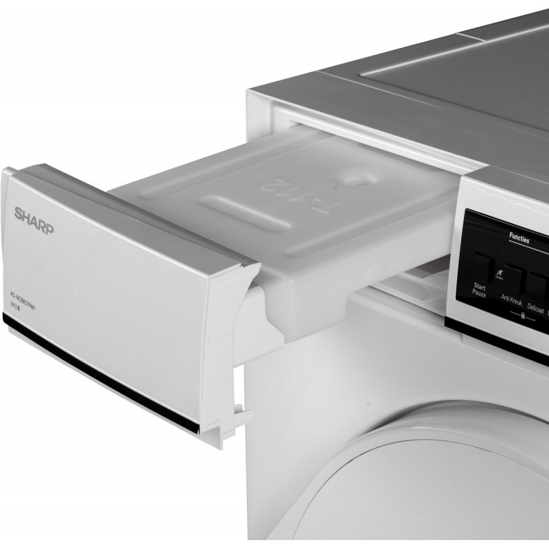 Sharp KDNC8PW1BE, Vrijstaand, Voorbelading, Condensatie, Wit, Draaiknop, Rechts