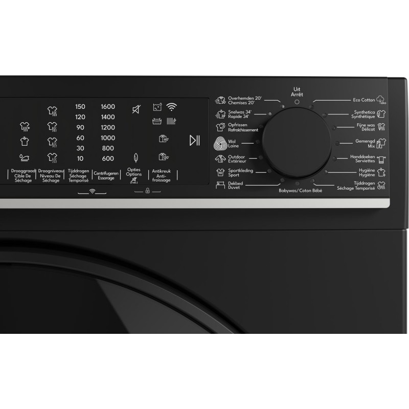 Sharp KDWNL0S9BDBE - warmtepomp droger - 10KG - energie label D - 15 programma's - WIFI - LED trommelverlichting - white LED display - mat zwart