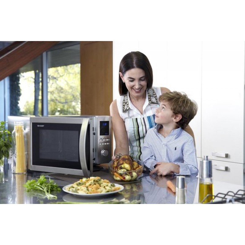 Sharp R-982 STWE - Combi-magnetron - vrijstaand - RVS