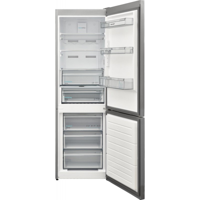 Sharp SJNBA31DMXPCEU - Koel-vriescombinatie - No Frost - Zilver - Ideale koelkast voor gezinnen