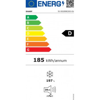 Sharp SJSD200E2XSEU - inbouw vriezer - 177cm - No Frost - energie label D - inhoud 196liter - sliding door