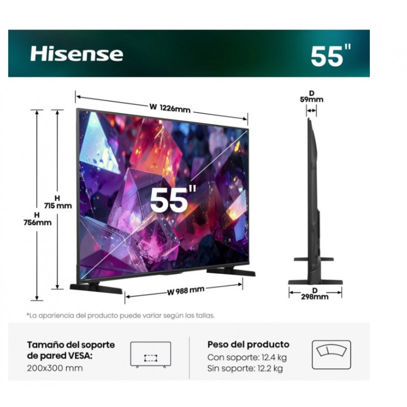 HISENSE 55E7S PRO - QLED 4K - QLED-tv - 55 inch - 2026