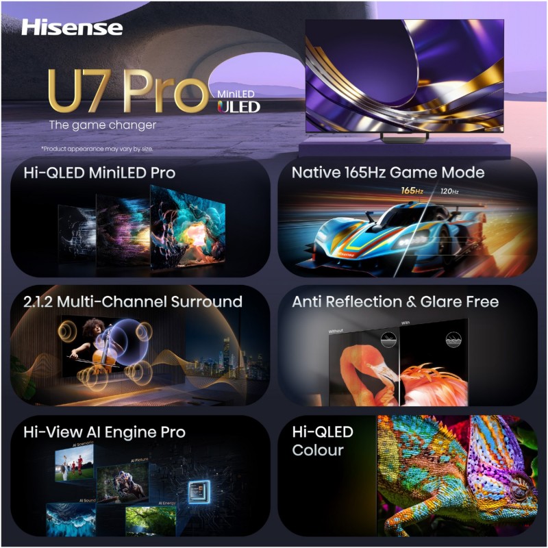 Hisense 55U7DS Pro 139 cm (55") Hi-QLED MiniLED TV antraciet