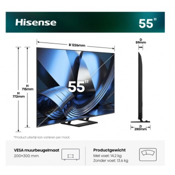 HISENSE 55U7SE - Ultra HD 4K - Mini-led-tv - 55 inch - 2026