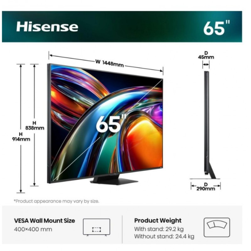 HISENSE 65UR9DS RGB MiniLED 4K TV (65 inch / 164 cm, UHD 4K, SMART TV)